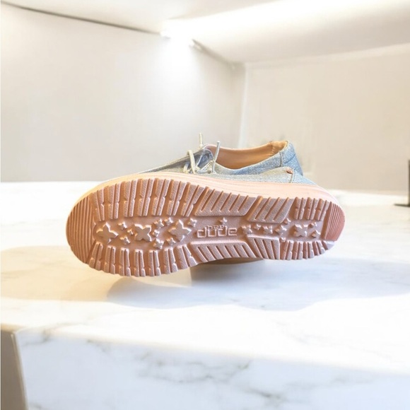 Hey Dude Wendy Gray Sparkle Loafers Slip-Ons with Canvas Comfort - Picture 8 of 8